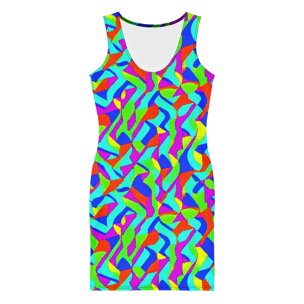 Neon Collage on Bodycon Dress — Front