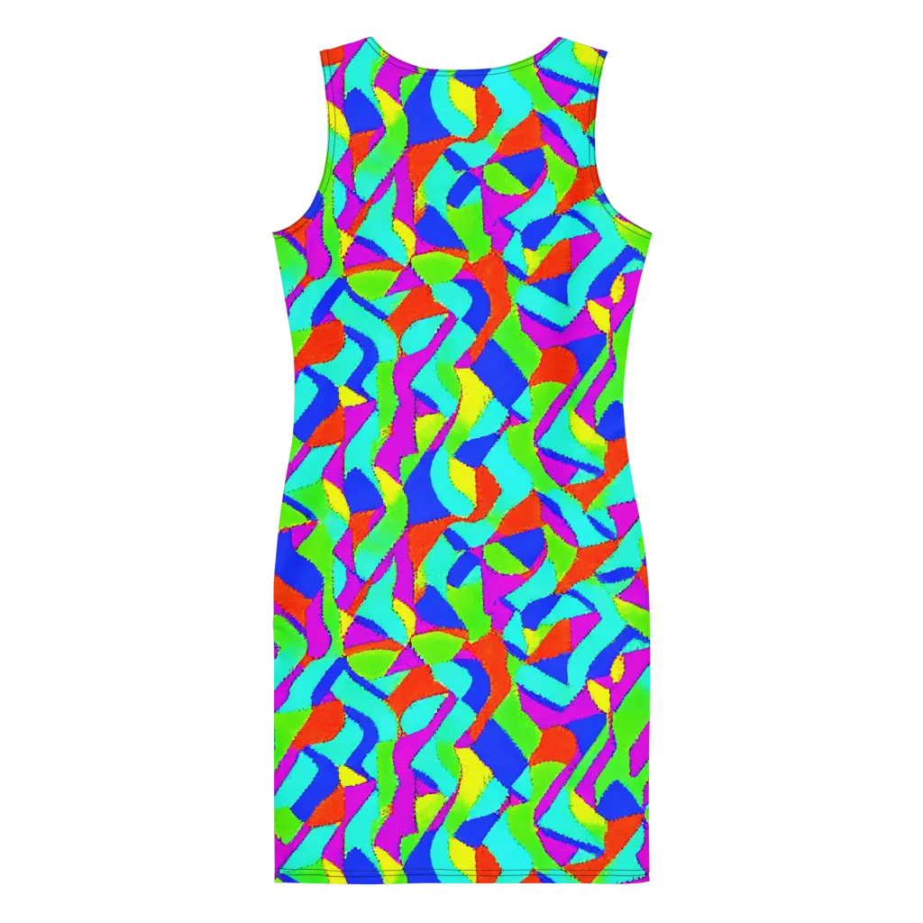 Neon Collage on Bodycon Dress — Back