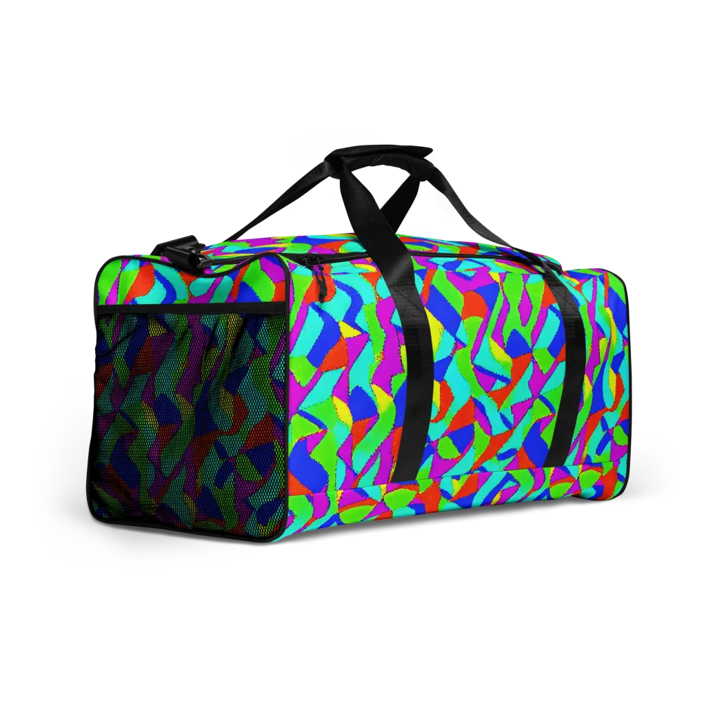 Neon Collage on Duffle Bag — Right Front