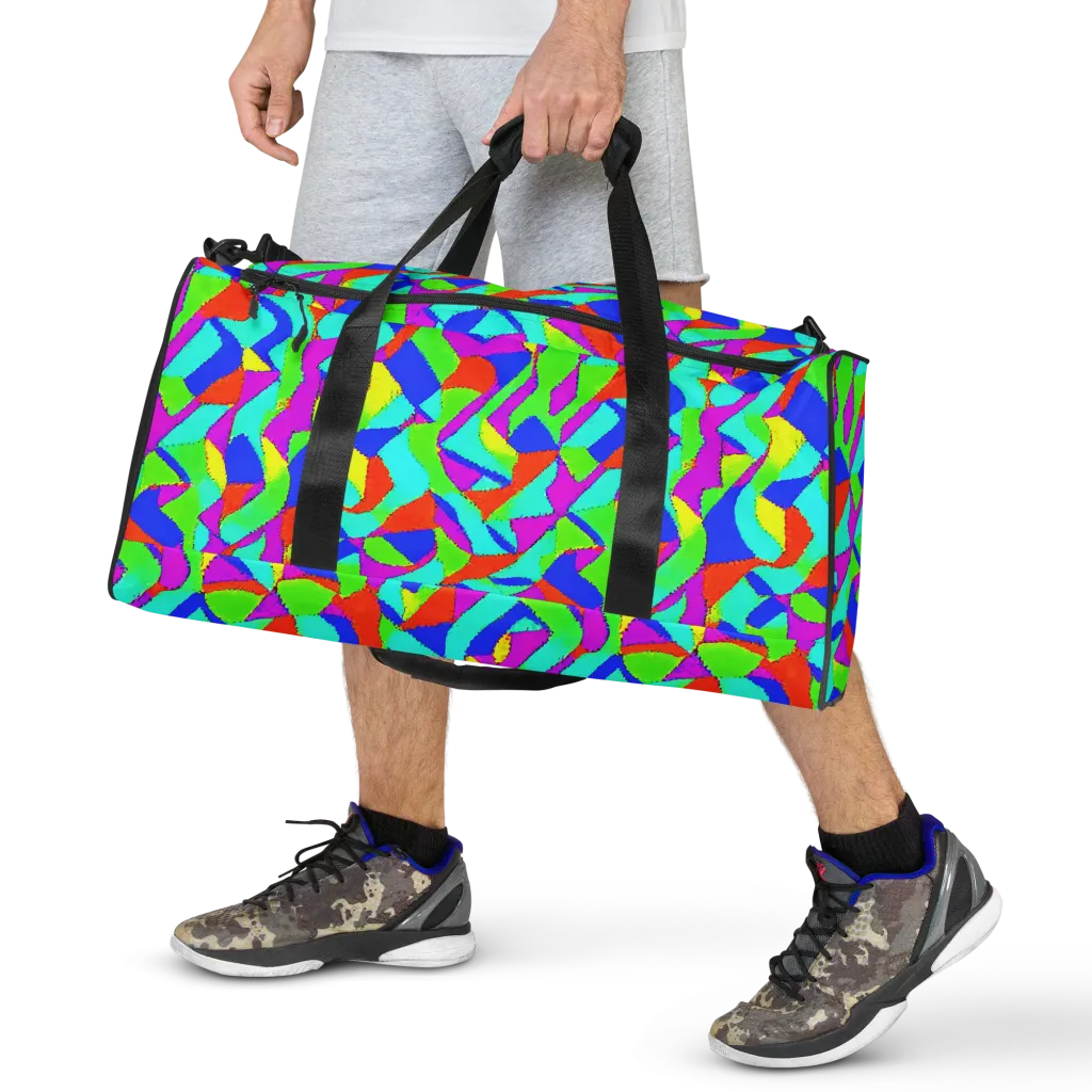 Neon Collage on Duffle Bag — Front