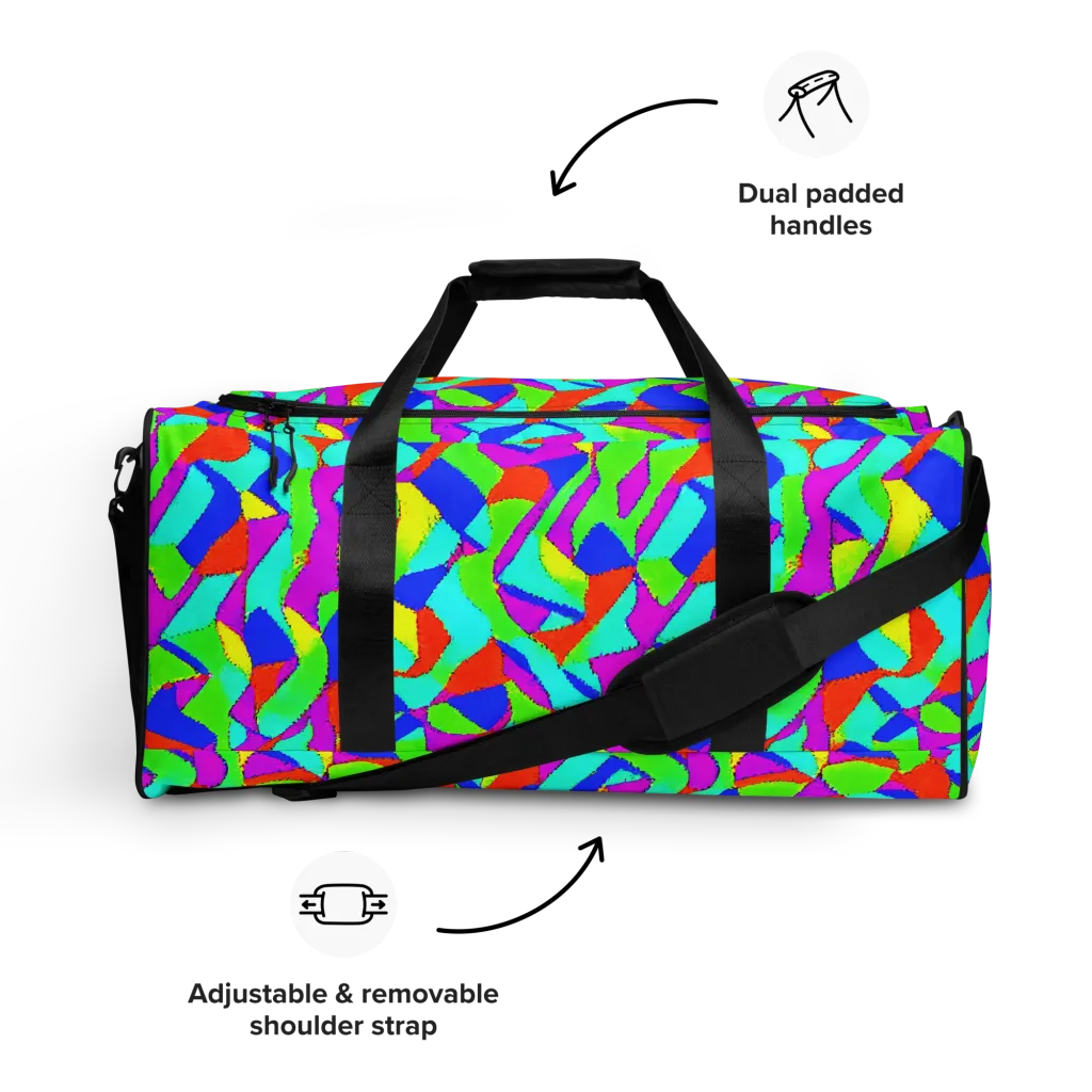 Neon Collage on Duffle Bag — Front