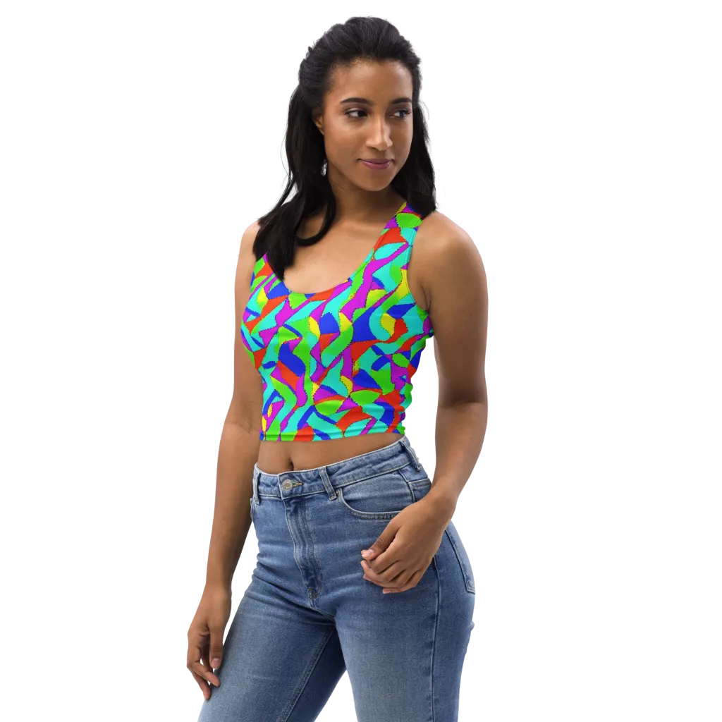 Neon Collage on Crop Top — Left Front