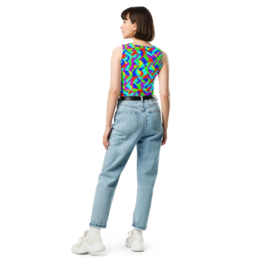 Neon Collage on Crop Top — Back