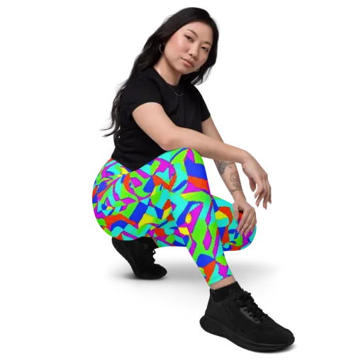 Neon Collage on a Leggings with Pockets