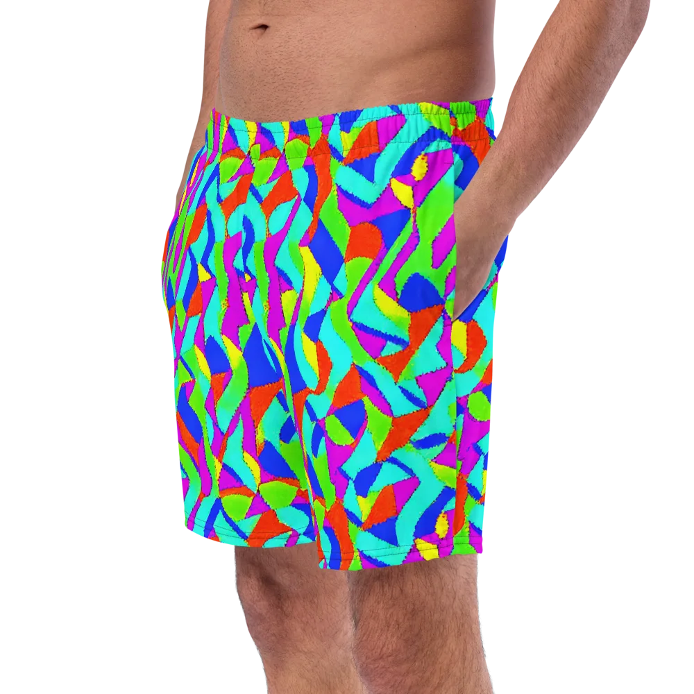 Neon Collage on Swim Trunks — Left Front