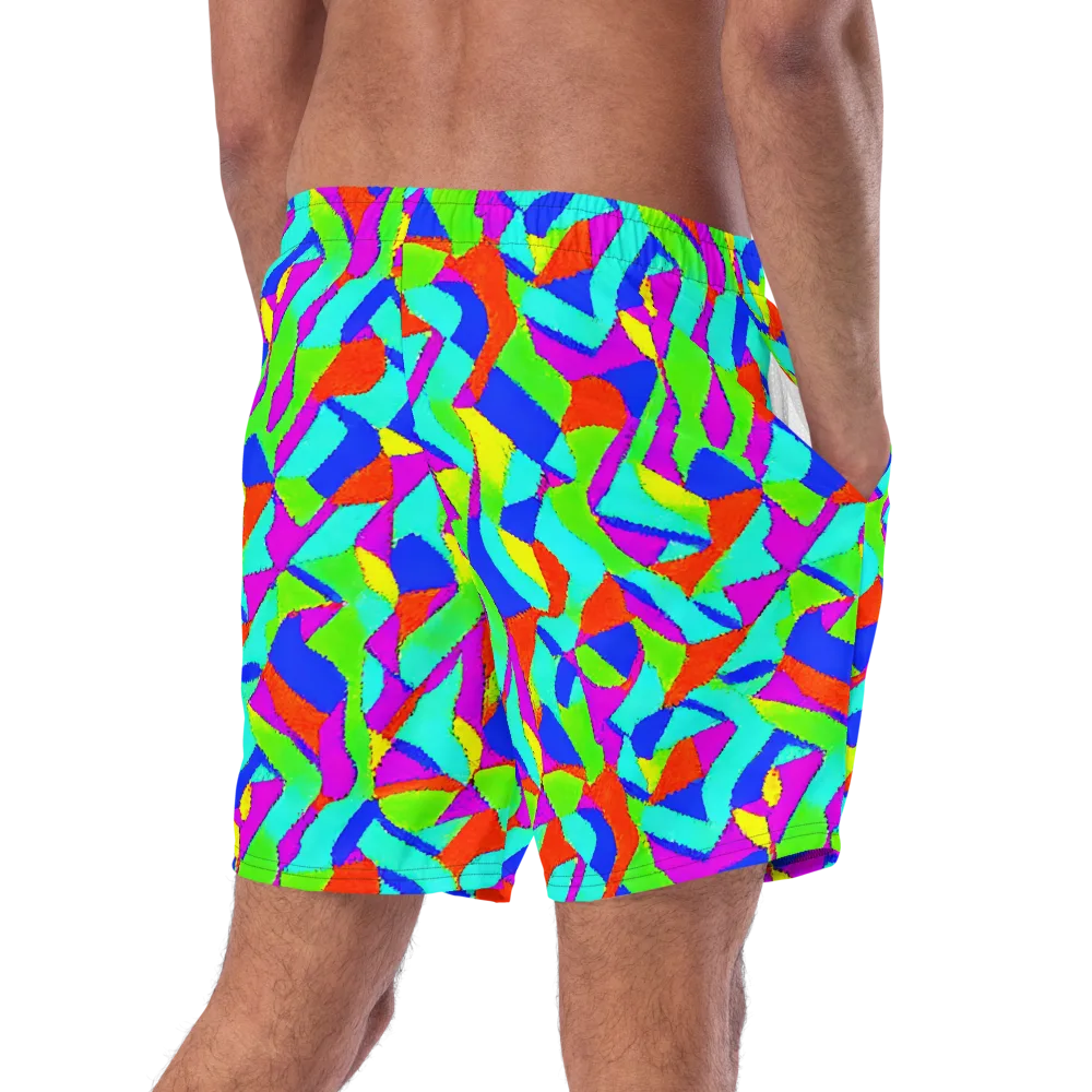 Neon Collage on Swim Trunks — Right Back
