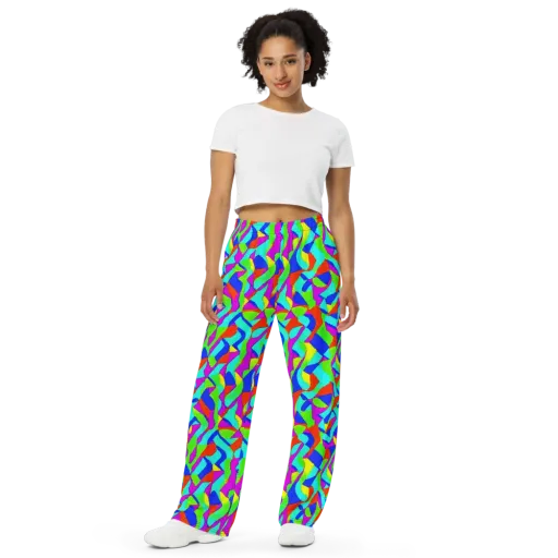Neon Collage on a Wide-Leg Pants