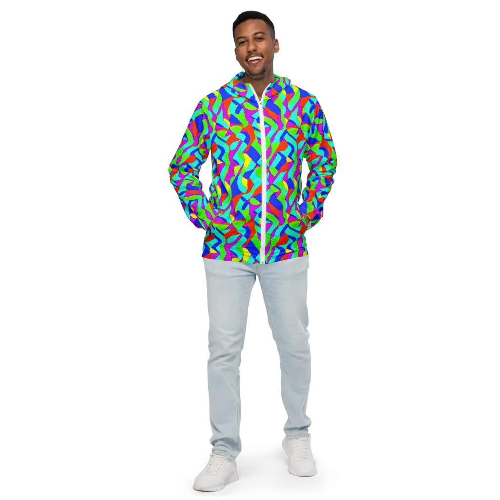 Neon Collage on Men's Windbreaker — Front
