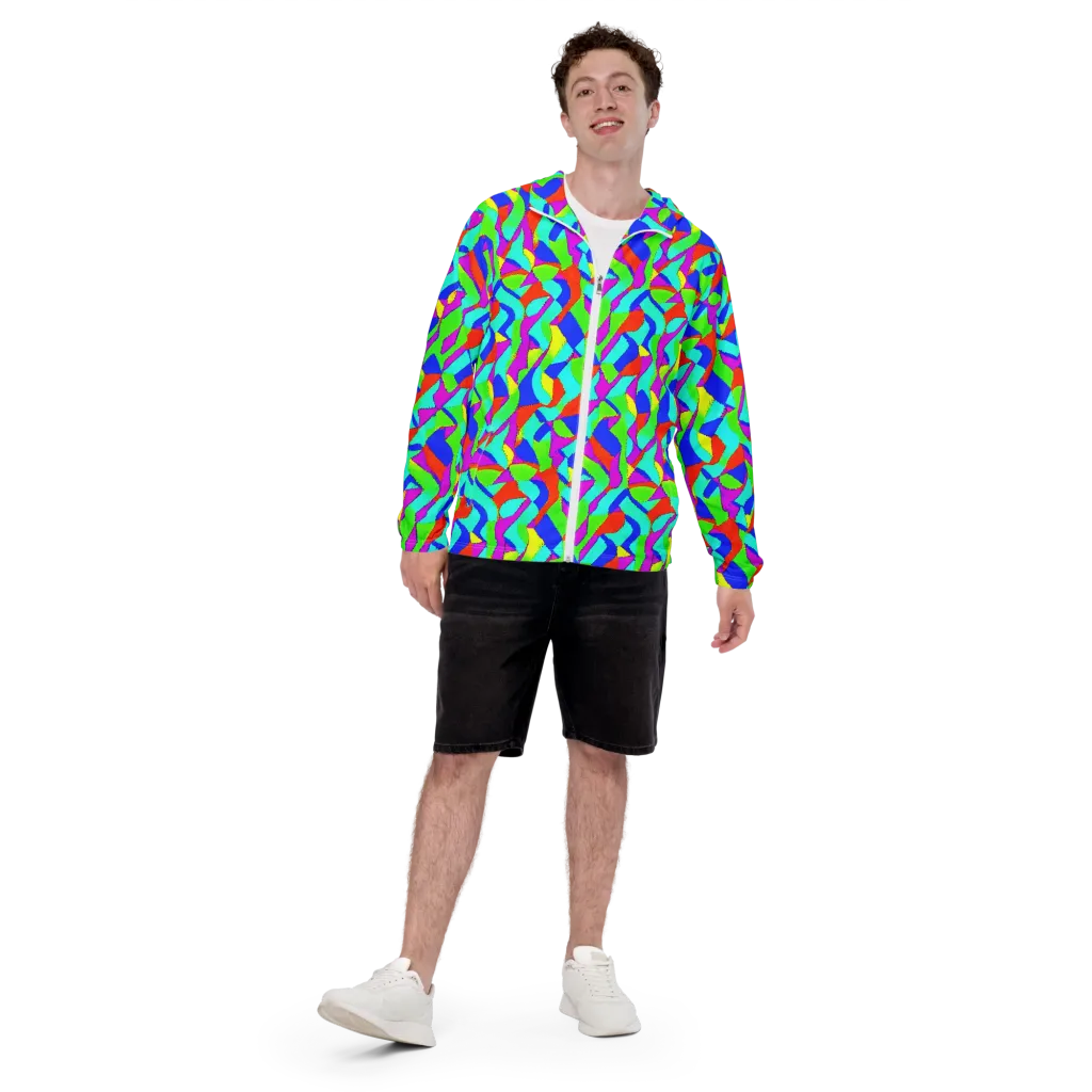 Neon Collage on Men's Windbreaker — Front