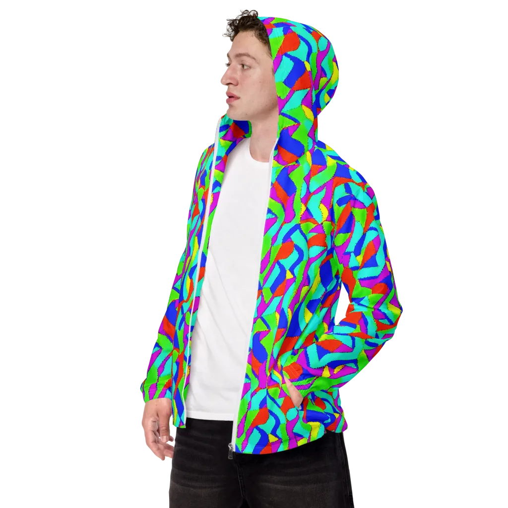 Neon Collage on Men's Windbreaker — Left Front
