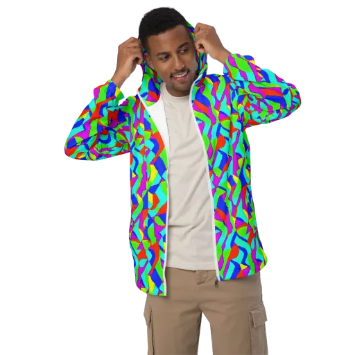 Neon Collage on a Men's Windbreaker