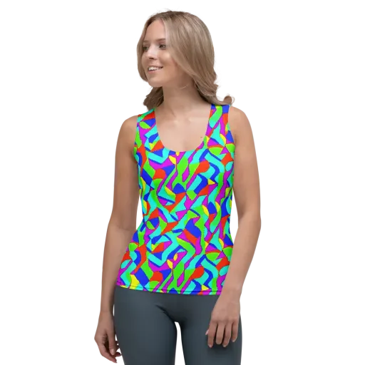 Neon Collage on a Women's Tank Top
