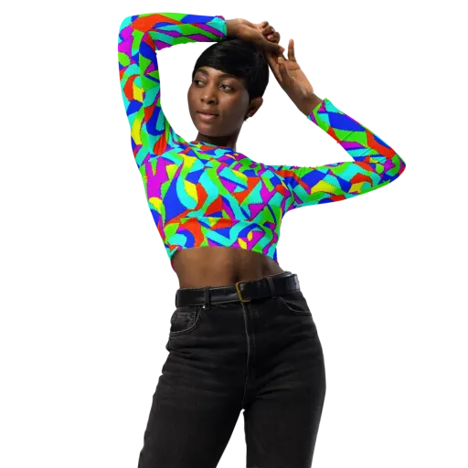 Neon Collage on a Long Sleeve Crop Top