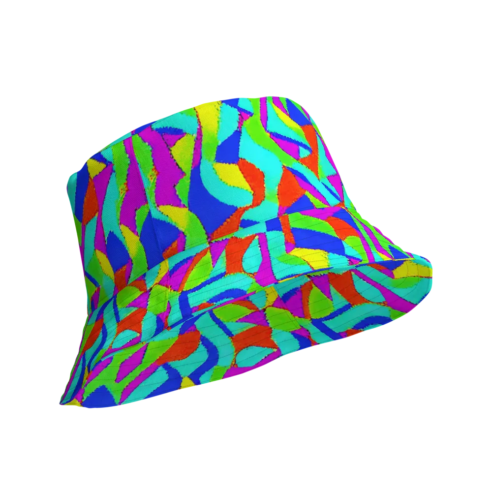 Neon Collage on Reversible Bucket Hat — Product details Outside