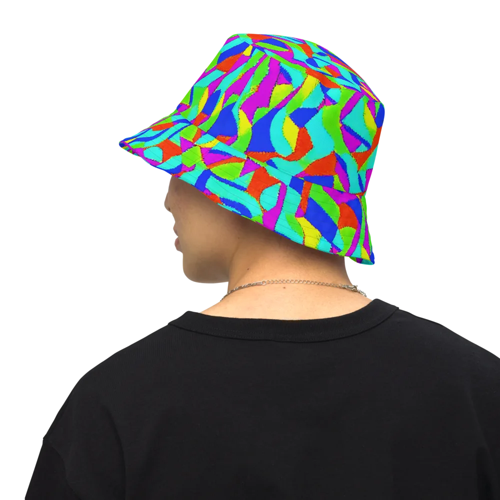 Neon Collage on Reversible Bucket Hat — Back Inside