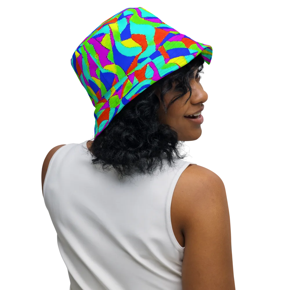 Neon Collage on Reversible Bucket Hat — Right Outside