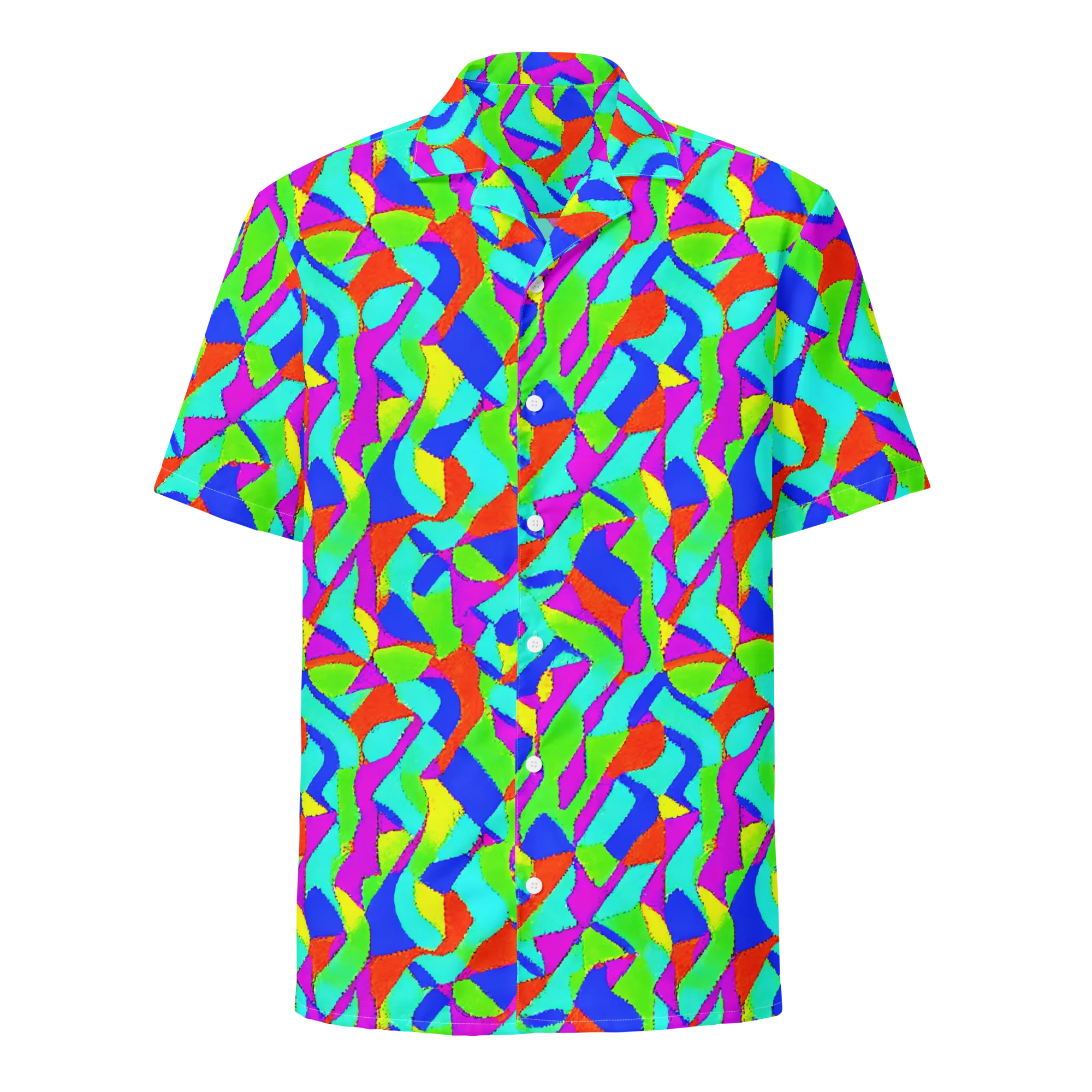 Neon Collage on Button Shirt — Front