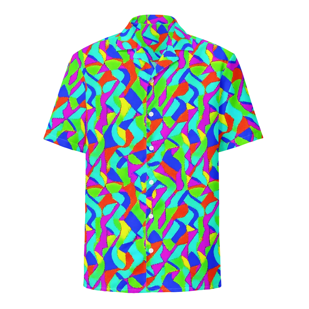 Neon Collage on Button Shirt — Front