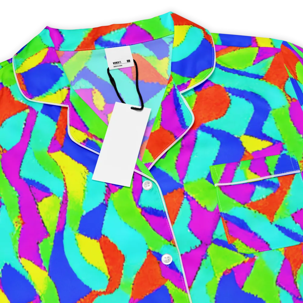 Neon Collage on Women's Short Sleeve Pajama Top — Product details