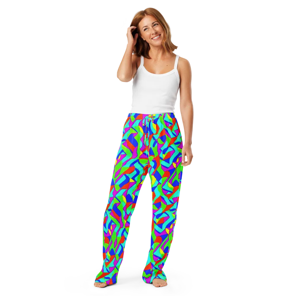 Neon Collage on Women's Pajama Pants — Front