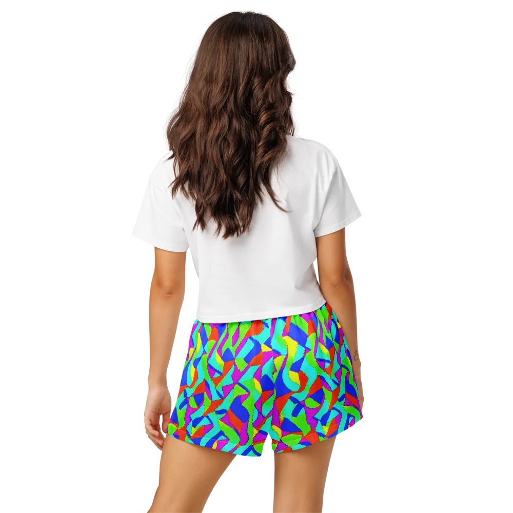 Neon Collage on Women's Pajama Shorts — Back