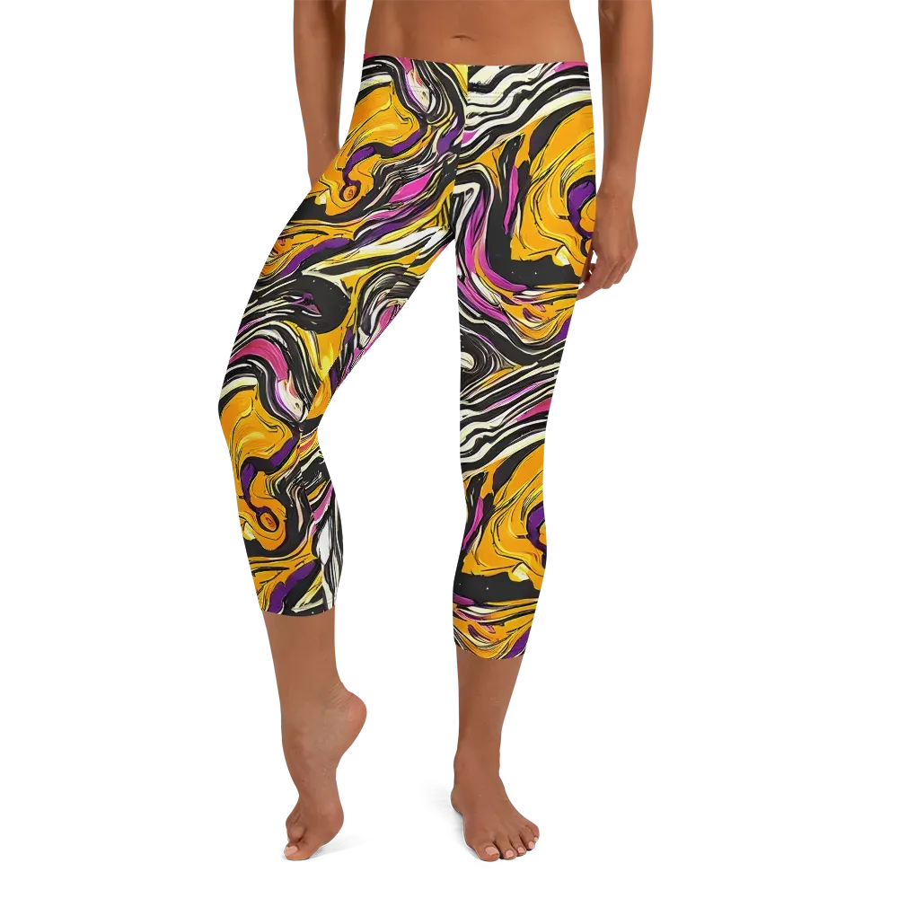 Golden Riptide on Capri Leggings — Front