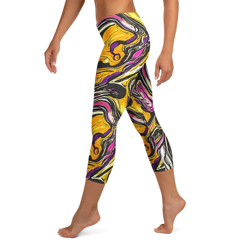 Golden Riptide on Capri Leggings — Left