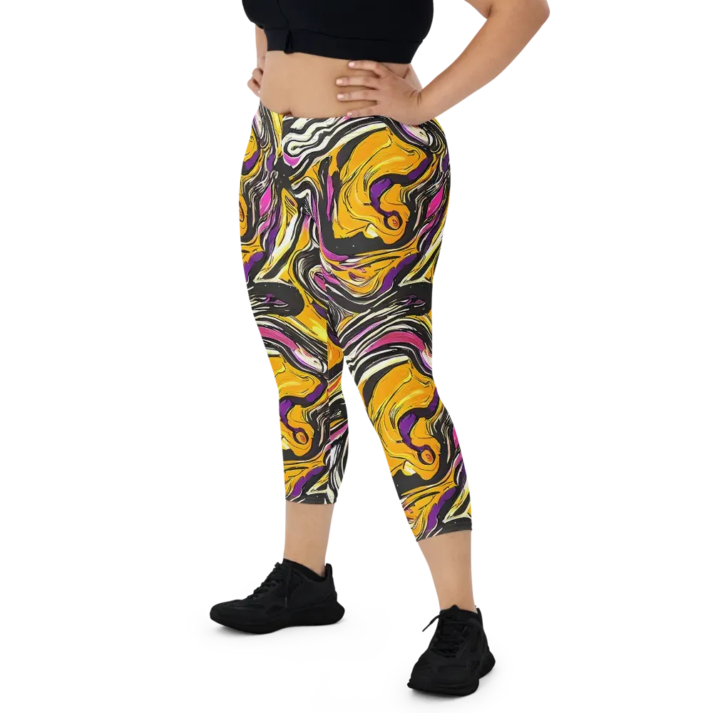 Golden Riptide on Capri Leggings — Front