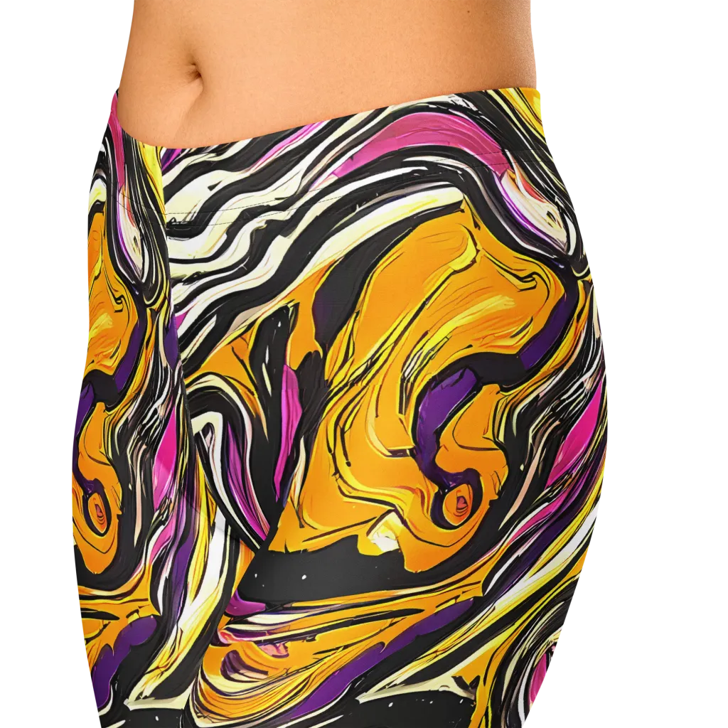 Golden Riptide on Capri Leggings — Zoomed-in