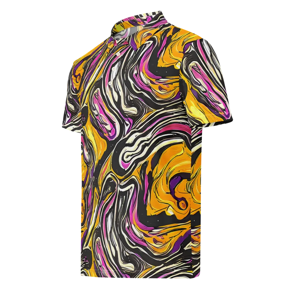 Golden Riptide on Men's Slim Fit Polo Shirt — Left Front