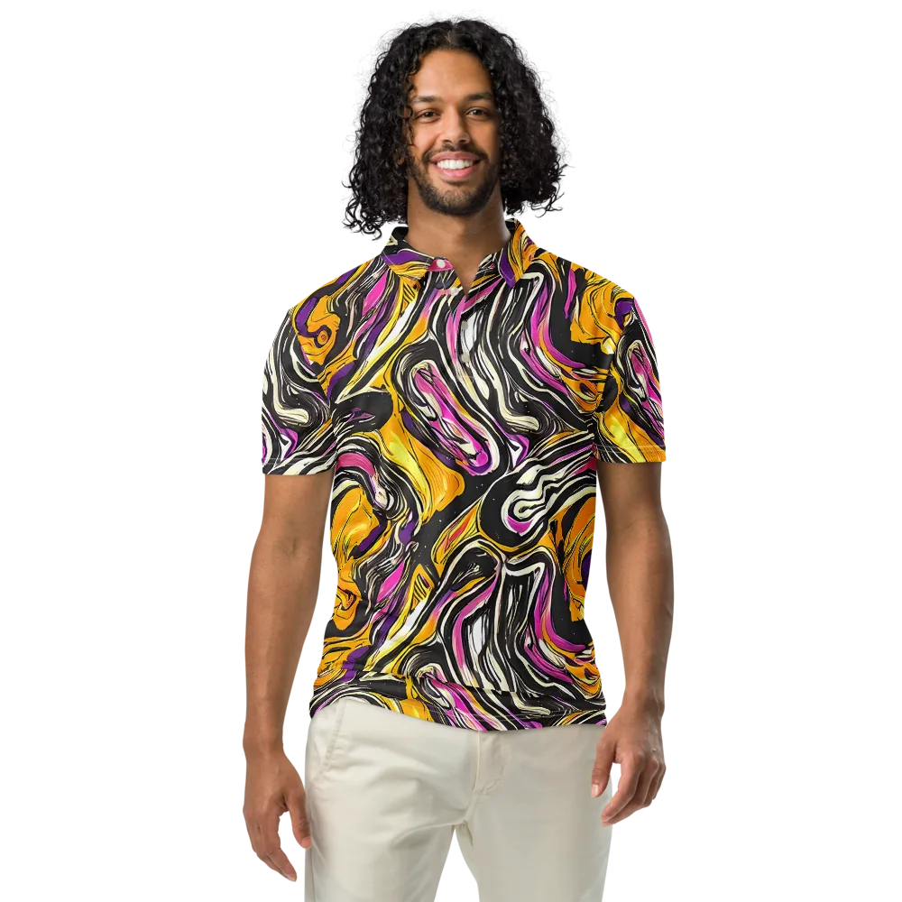 Golden Riptide on Men's Slim Fit Polo Shirt — Front