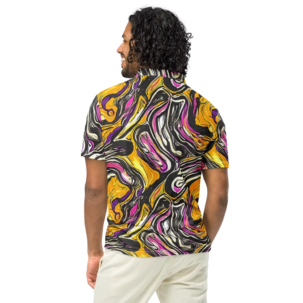 Golden Riptide on Men's Slim Fit Polo Shirt — Back