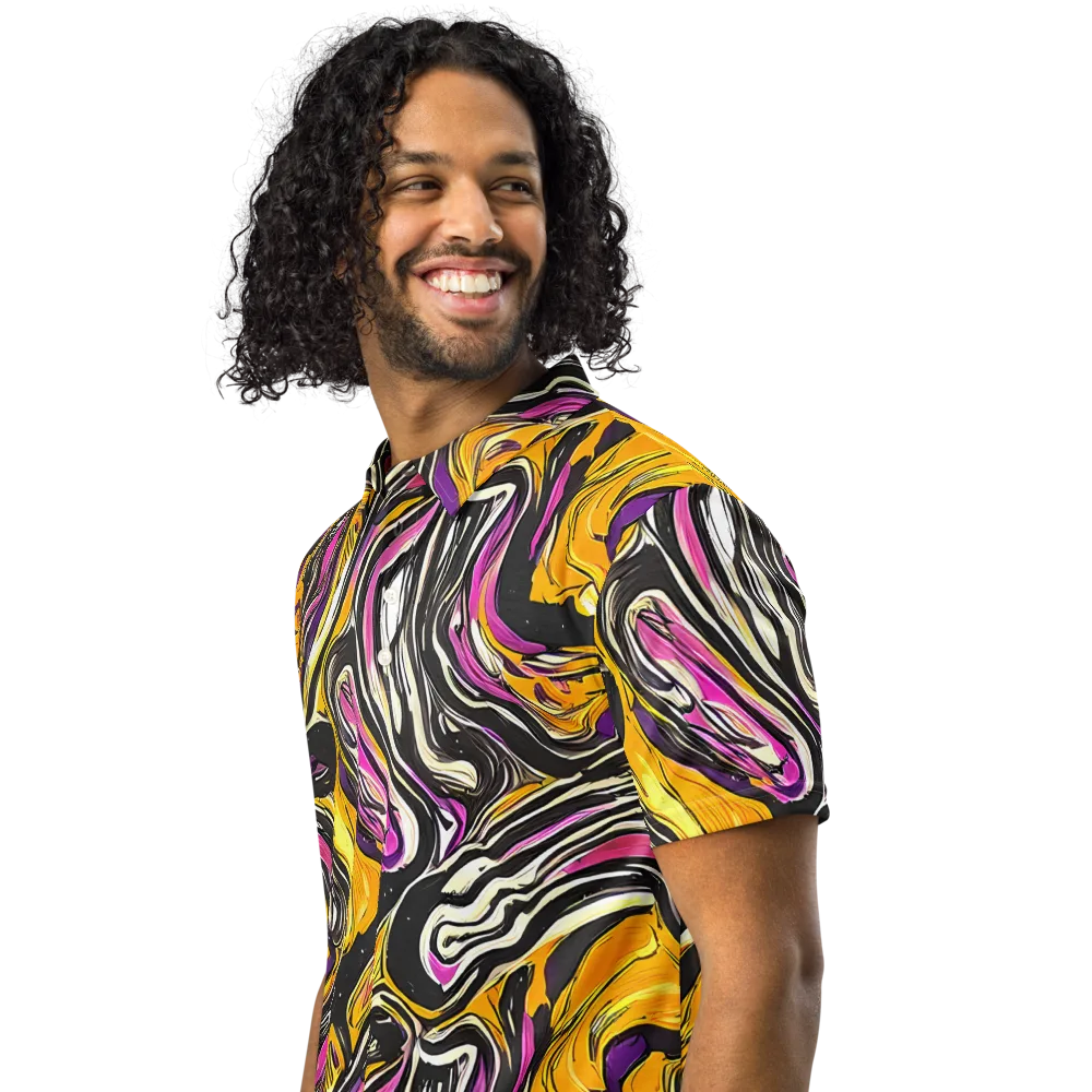 Golden Riptide on Men's Slim Fit Polo Shirt — Left Front