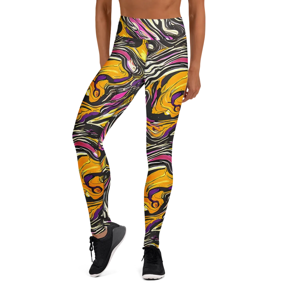 Golden Riptide on Yoga Leggings — Front