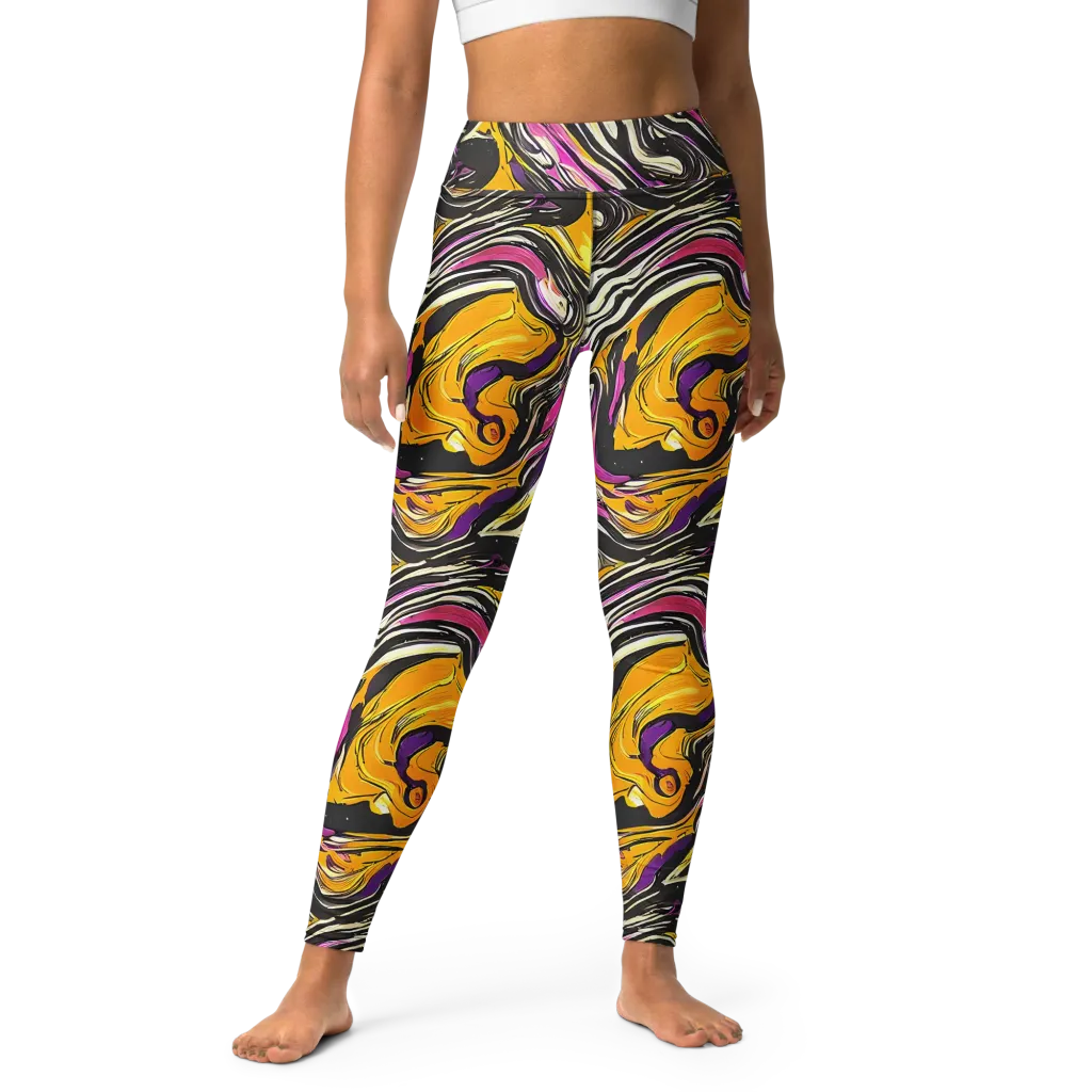 Golden Riptide on Yoga Leggings — Front