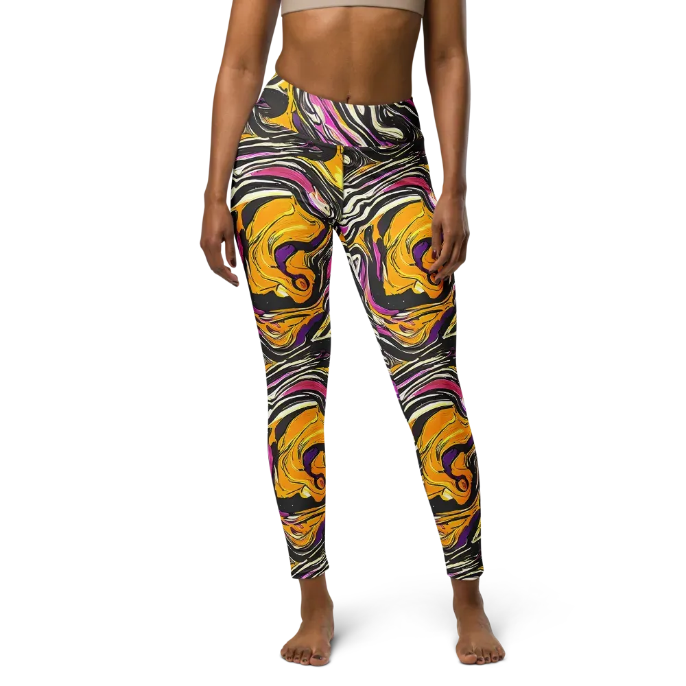 Golden Riptide on Yoga Leggings — Front