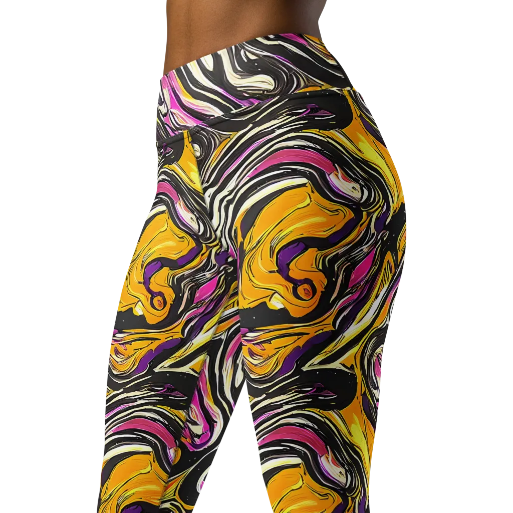Golden Riptide on Yoga Leggings — Left Front