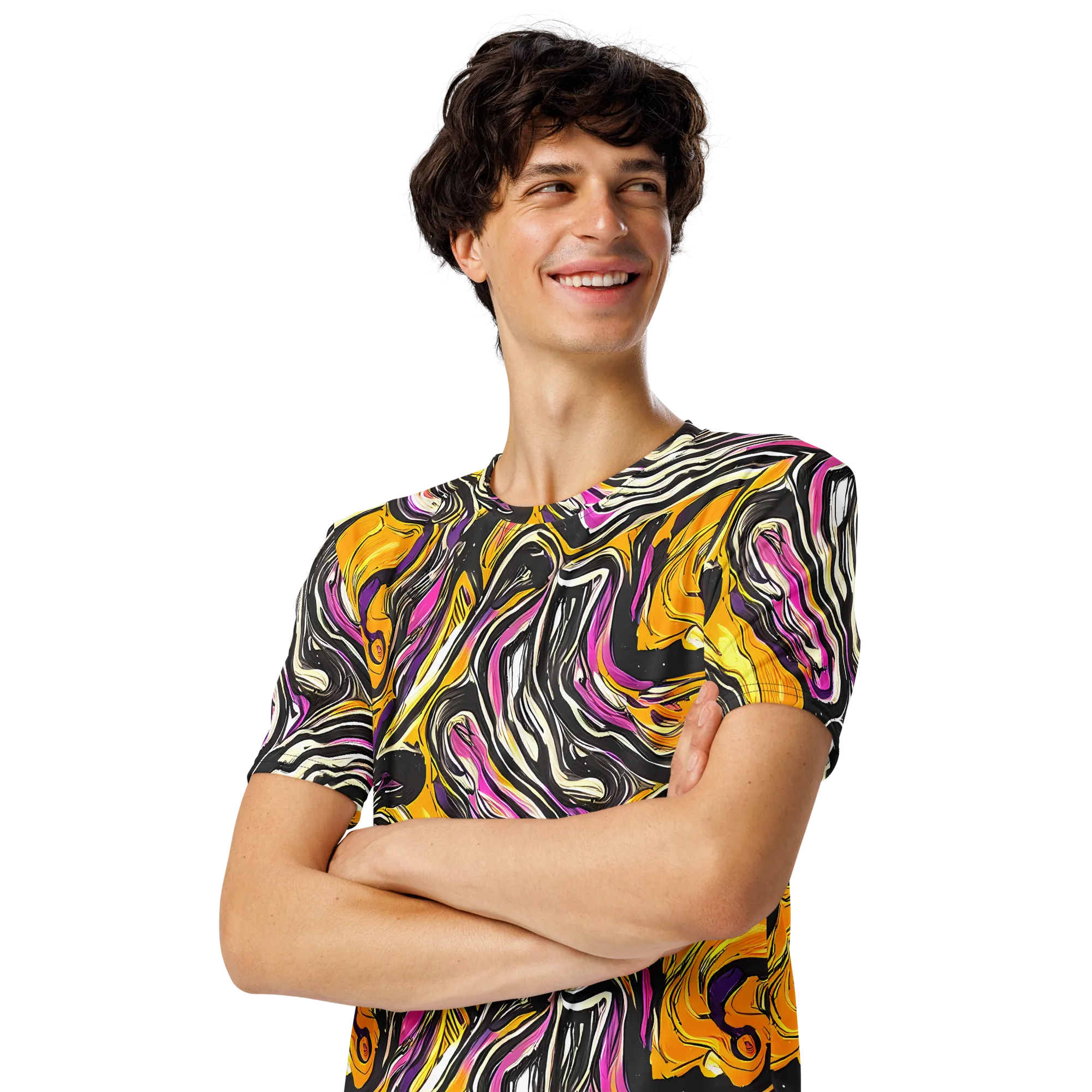 Golden Riptide on Men's Crew Neck T-Shirt — Left Front