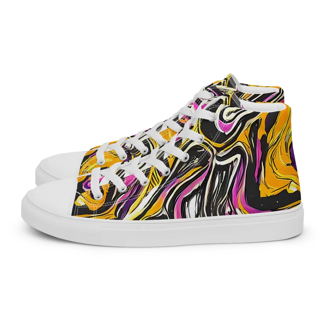 Golden Riptide on Men's High Top Canvas Shoes — Left