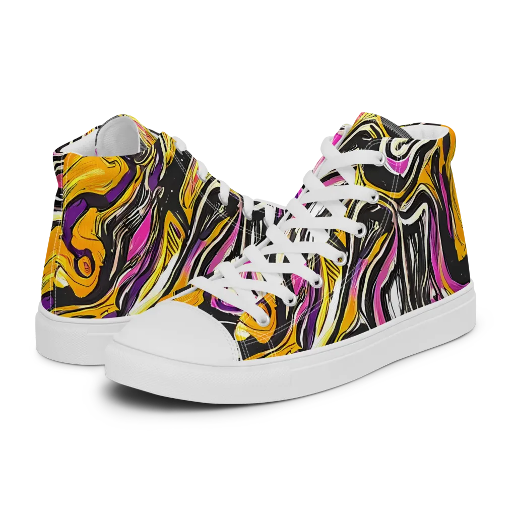Golden Riptide on Men's High Top Canvas Shoes — Left
