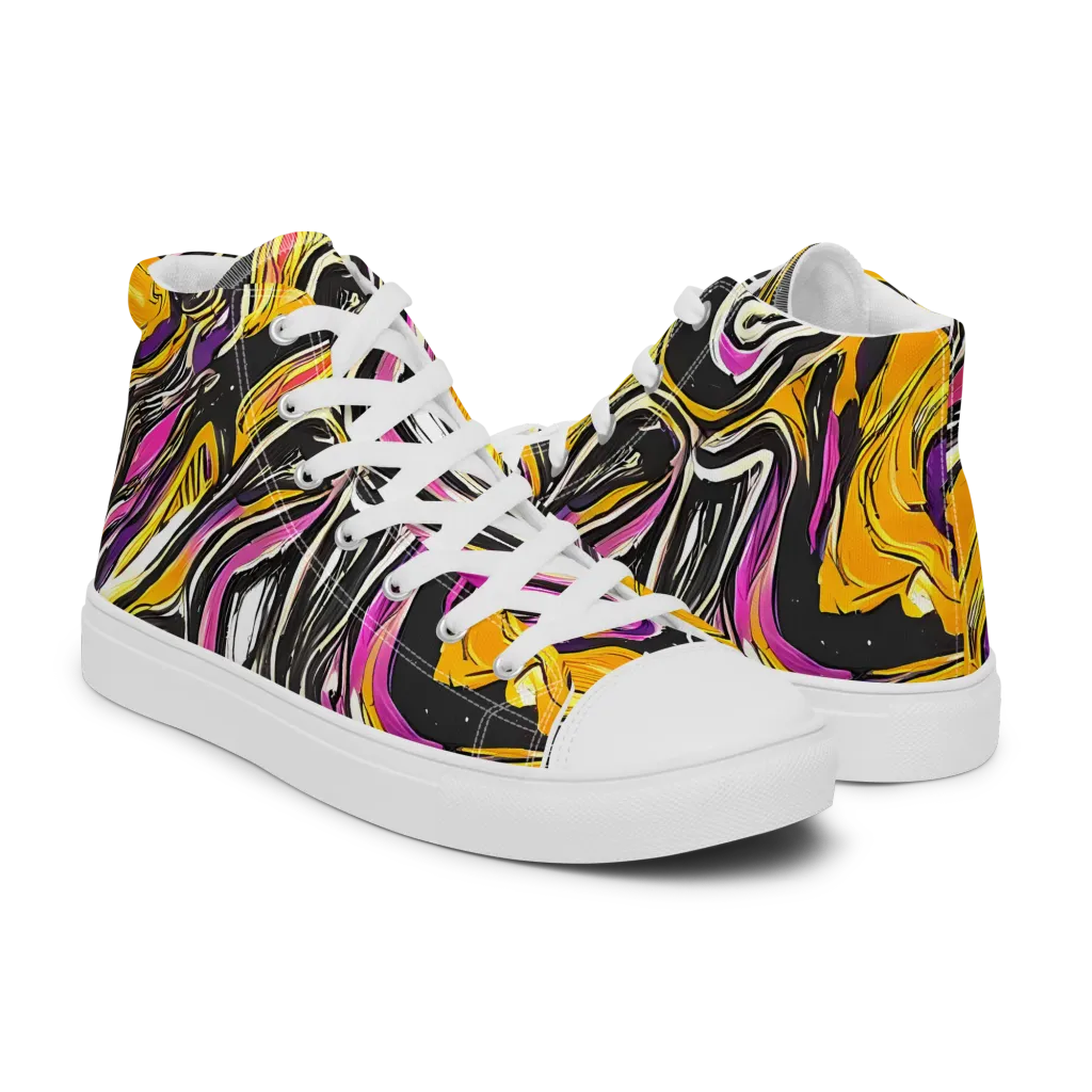 Golden Riptide on Men's High Top Canvas Shoes — Right