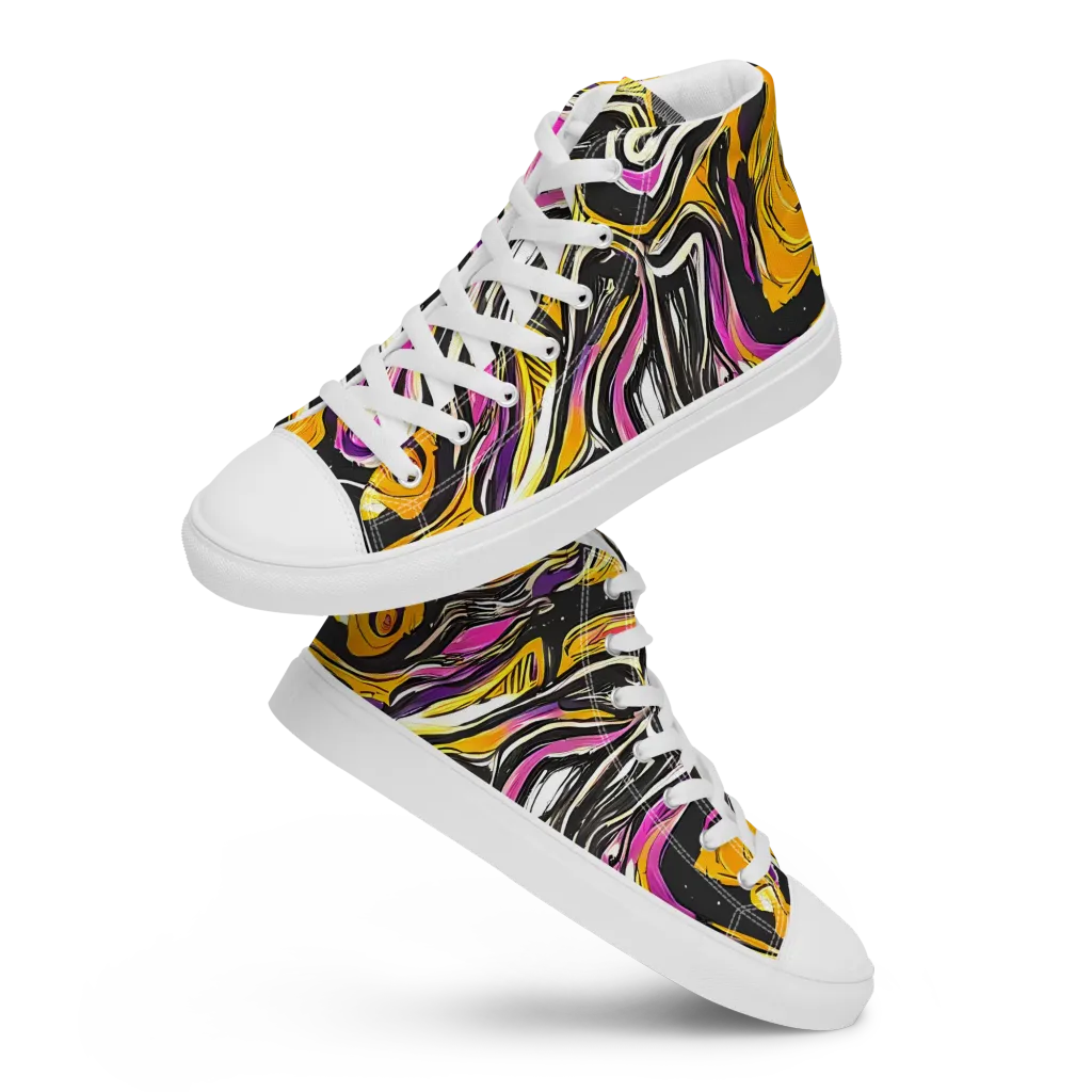 Golden Riptide on Men's High Top Canvas Shoes — Front