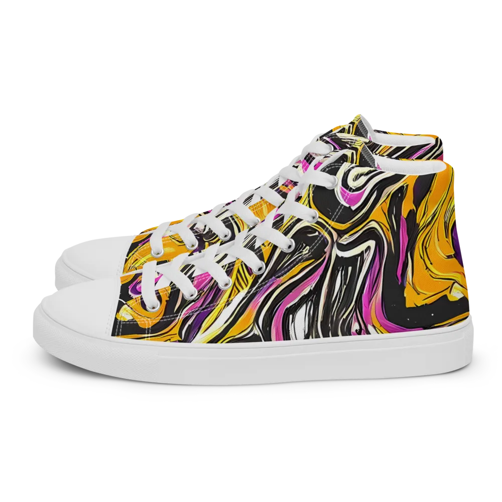 Golden Riptide on Women's High Top Canvas Shoes — Left