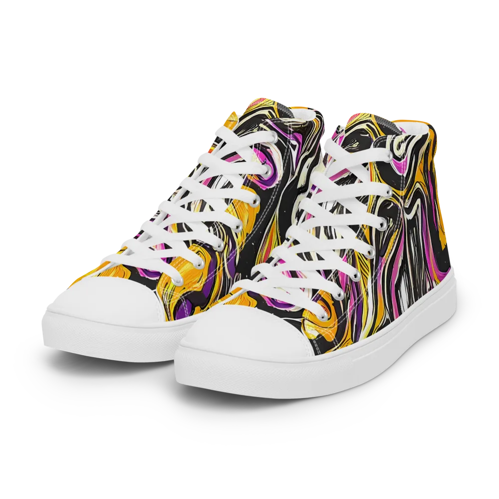 Golden Riptide on Women's High Top Canvas Shoes — Left Front