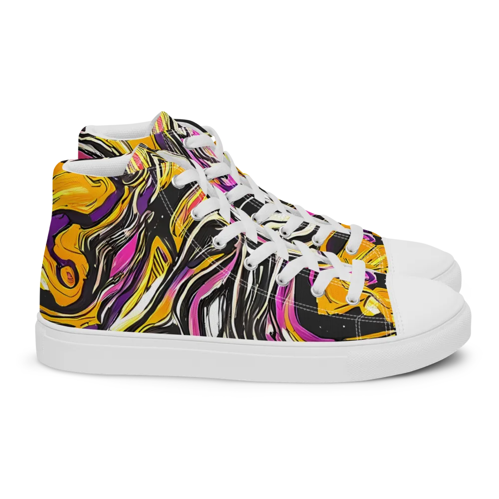 Golden Riptide on Women's High Top Canvas Shoes — Right