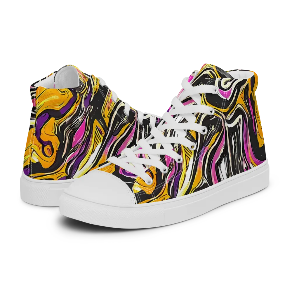 Golden Riptide on Women's High Top Canvas Shoes — Left
