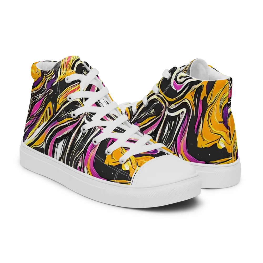 Golden Riptide on Women's High Top Canvas Shoes — Right