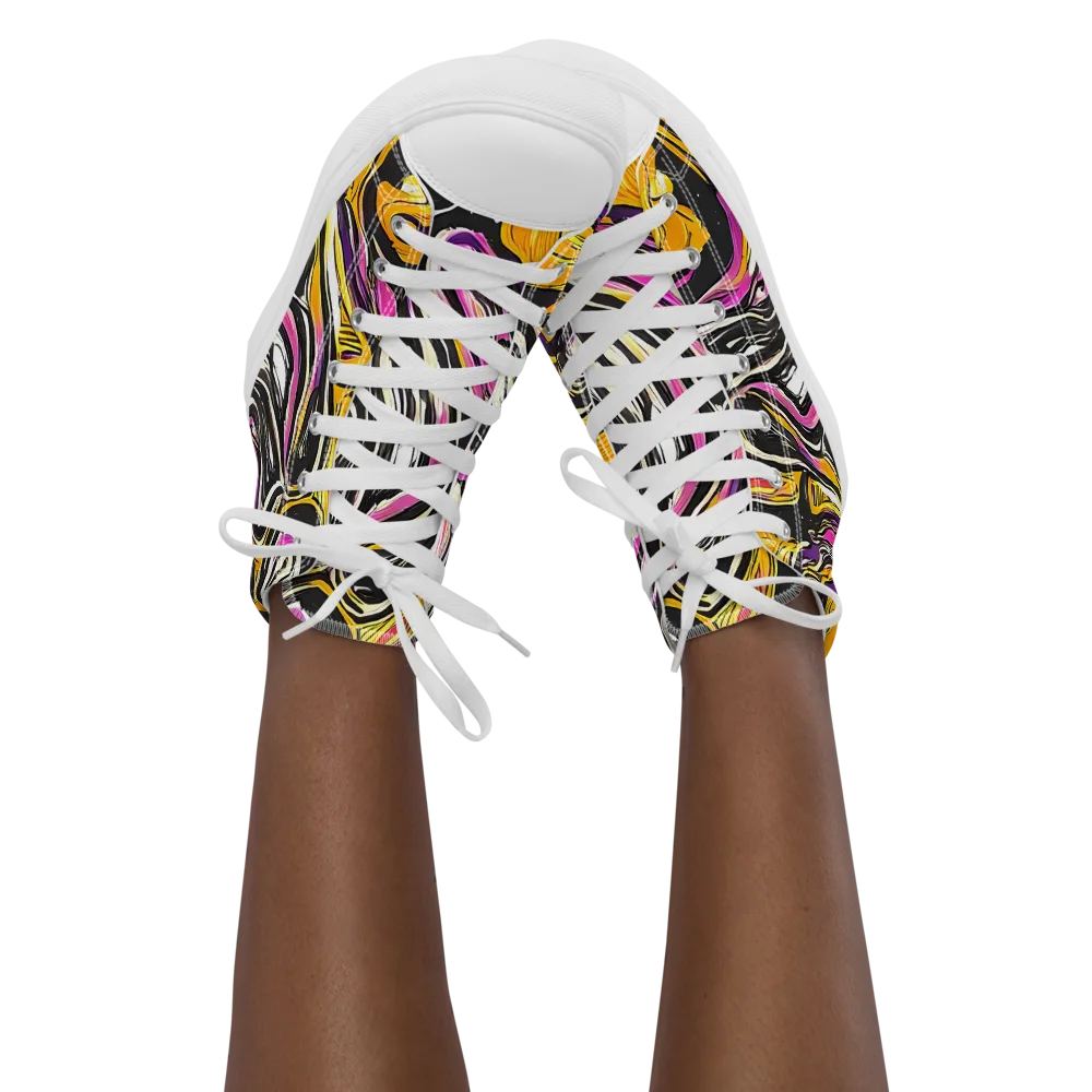 Golden Riptide on Women's High Top Canvas Shoes — Front