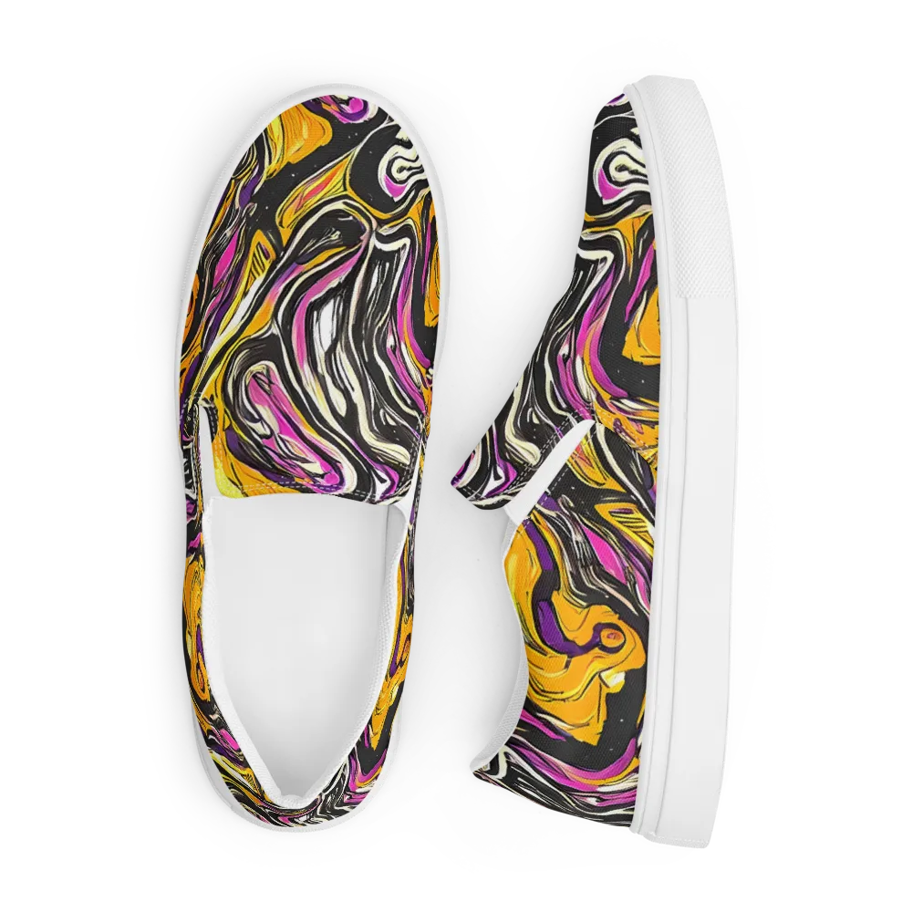 Golden Riptide on Men's Slip-On Canvas Shoes — Front