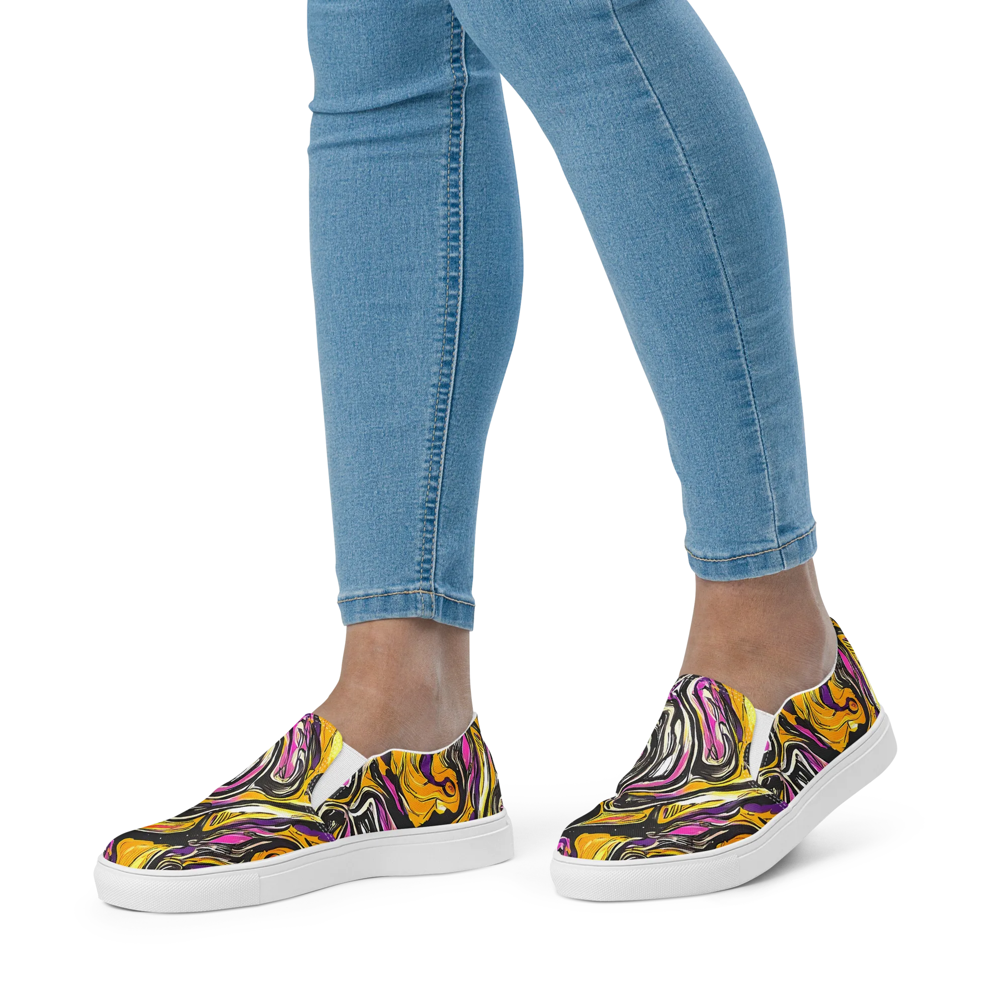 Golden Riptide on Women's Slip-On Canvas Shoes — Front